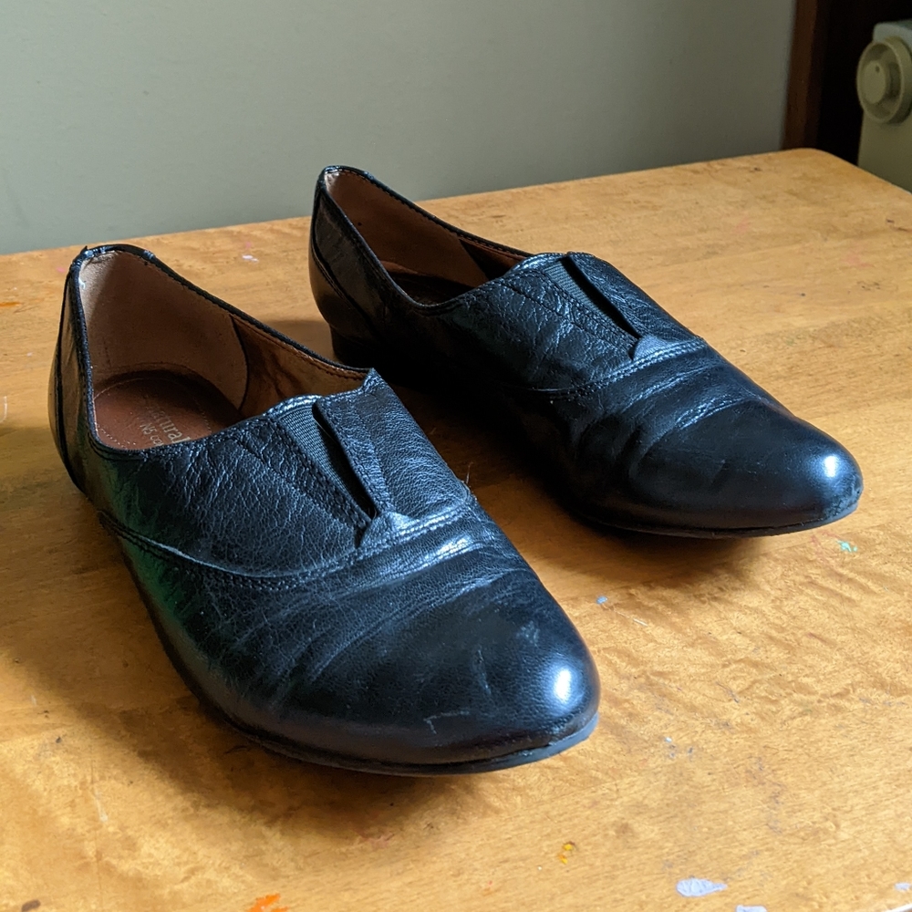 Naturalizer Lecture, Black Leather Slip-On Oxford